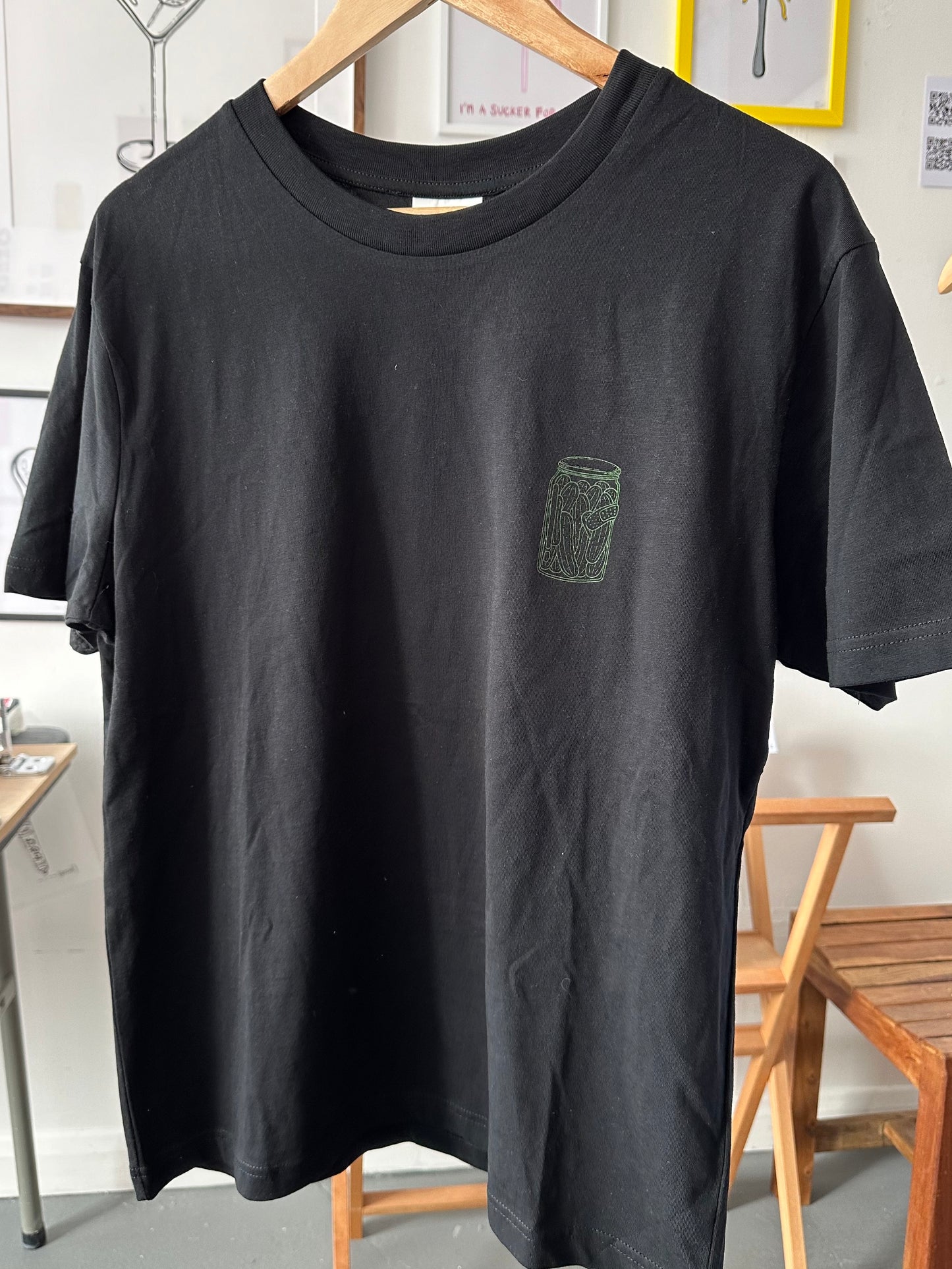 'green pickles' // t-shirt in black (SAMPLE SALE)