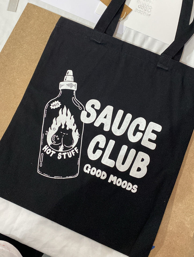 ‘sauce club’ // tote bag (black)