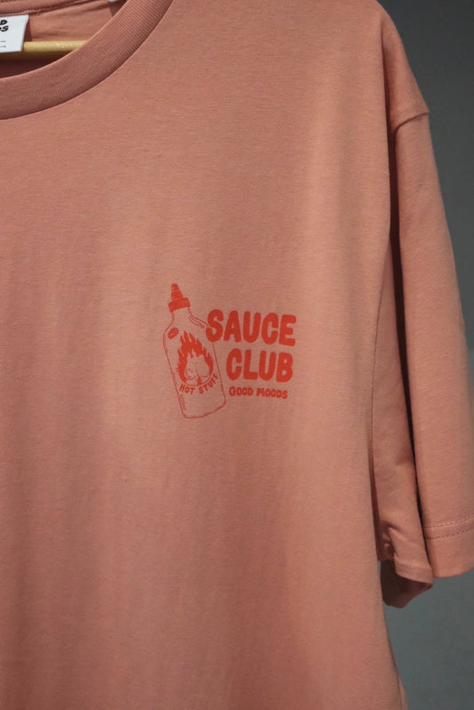 'sauce club' // t-shirt in rose clay