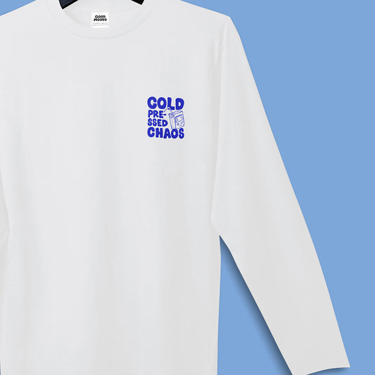 'COLD PRESSED CHAOS (small)' // long sleeve in white