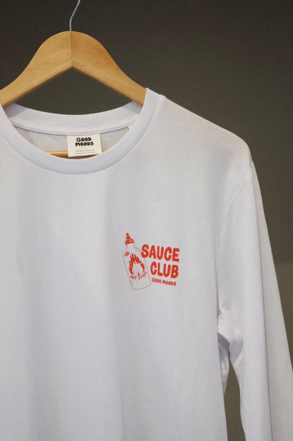 'sauce club' // long sleeve in white