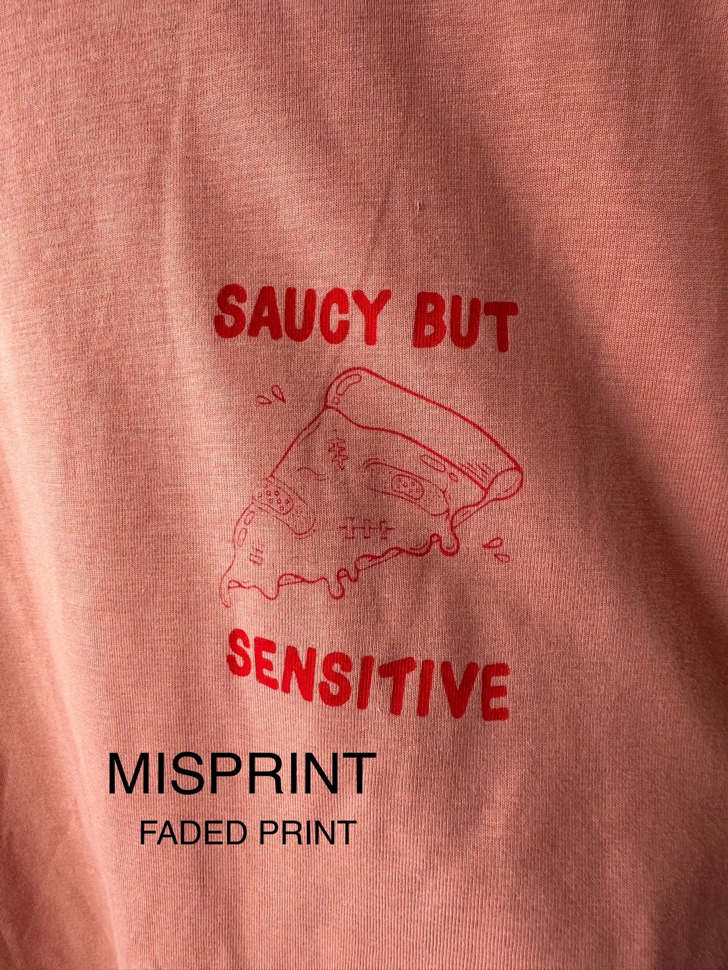 'SAUCY BUT SENSITIVE' // t-shirt in rose clay (SALE – misprint)