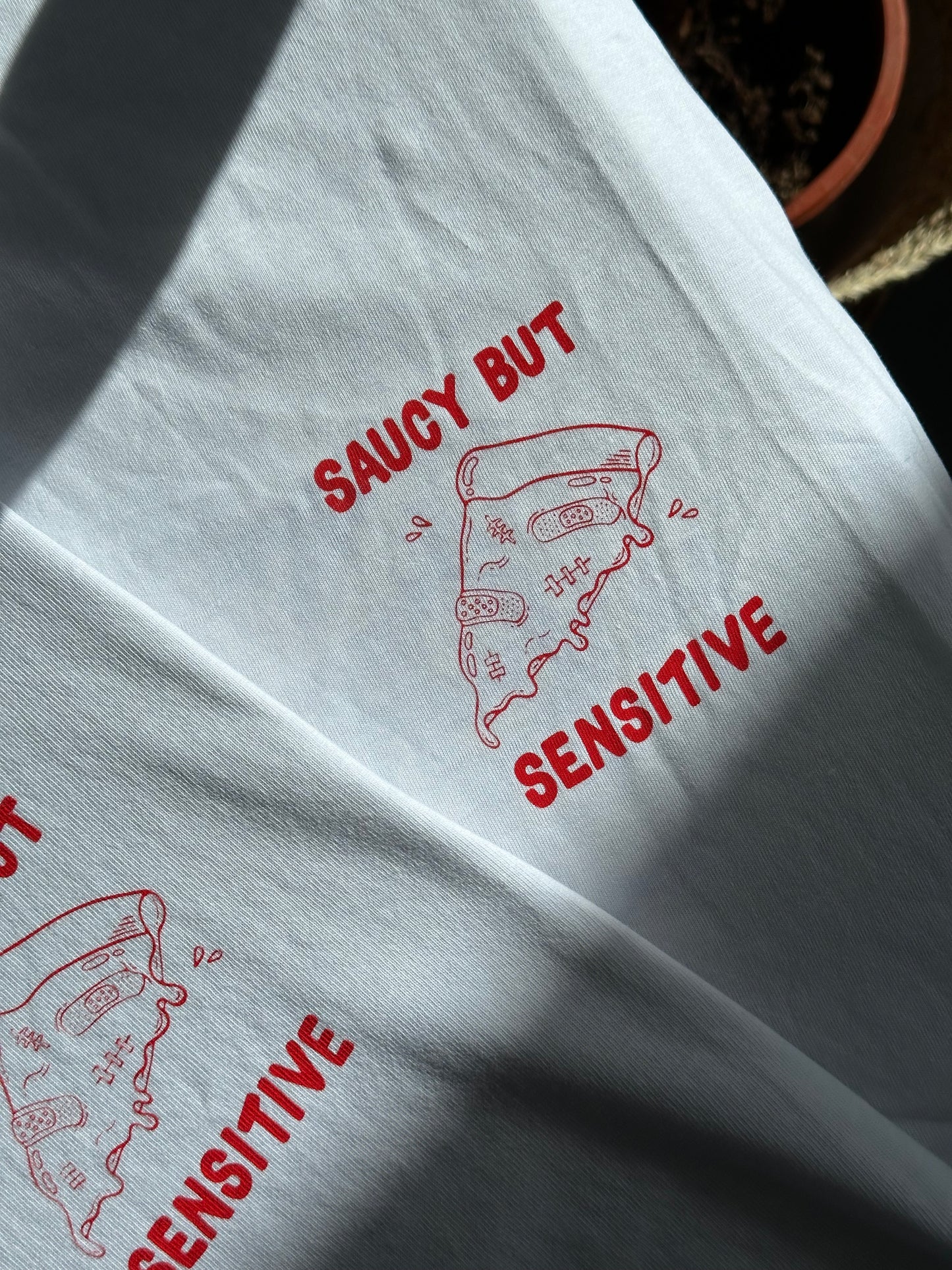 'SAUCY BUT SENSITIVE' // t-shirt in white