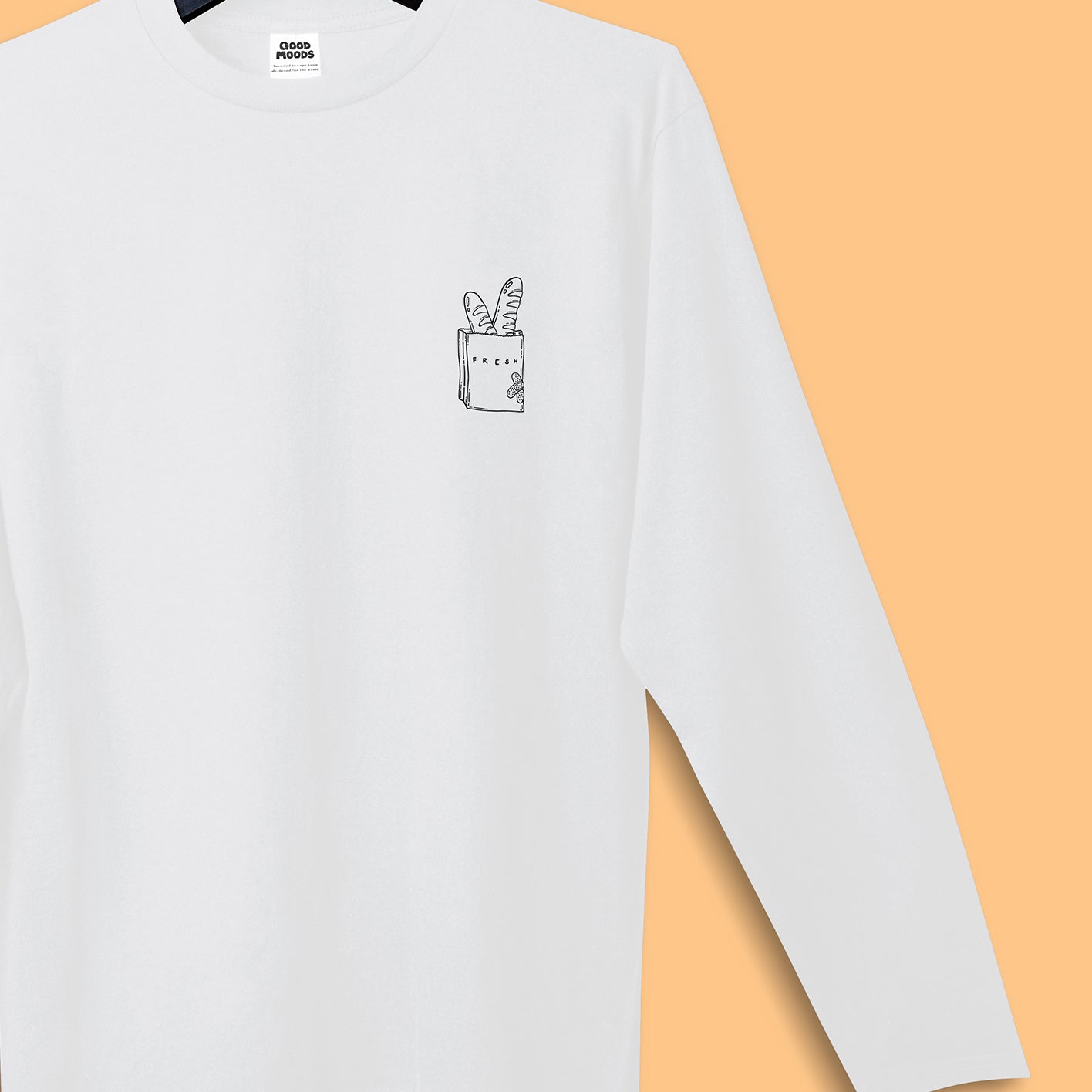 'FRESH BREAD' // long sleeve in white