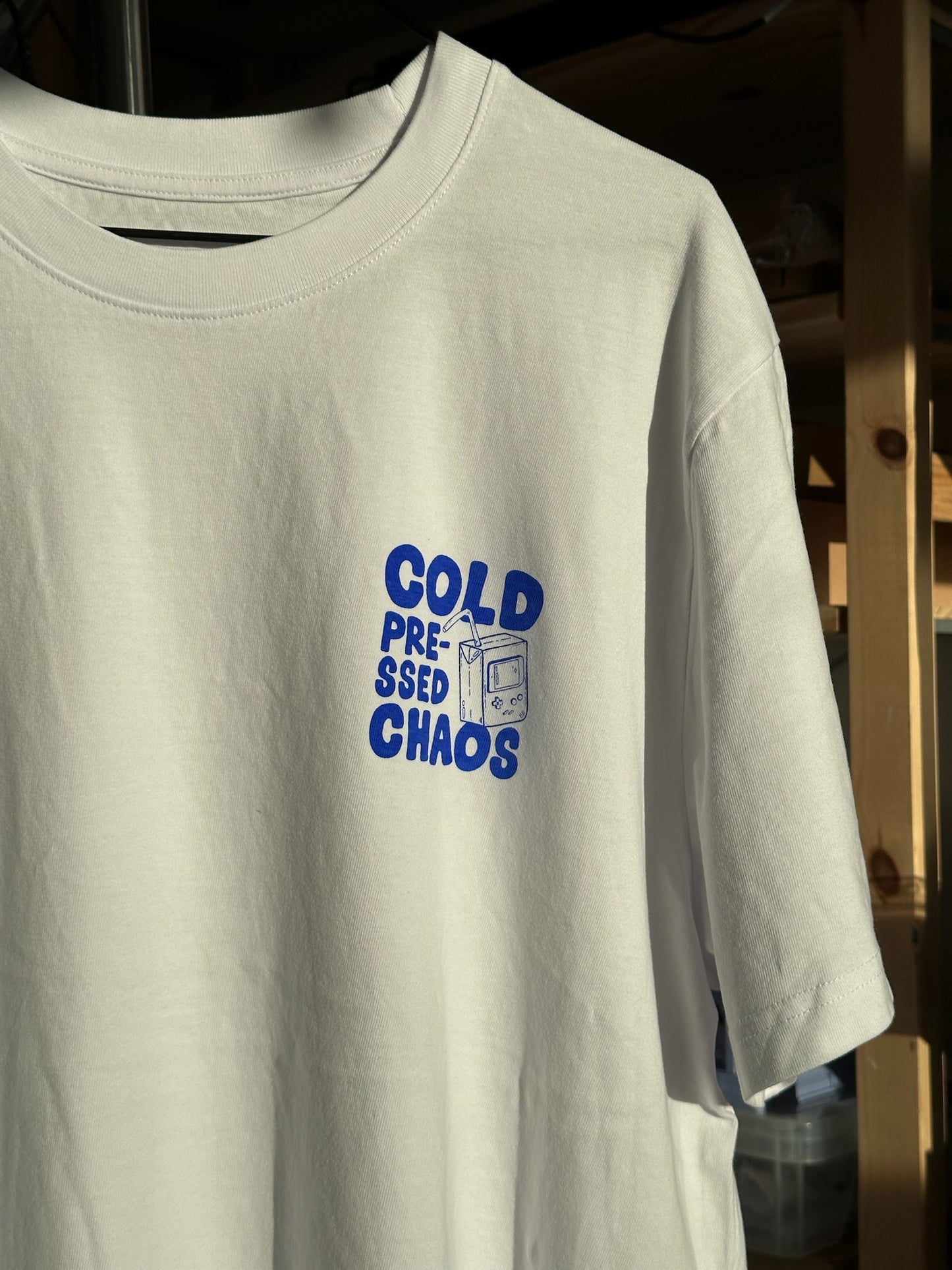 'COLD PRESSED CHAOS' // t-shirt in white