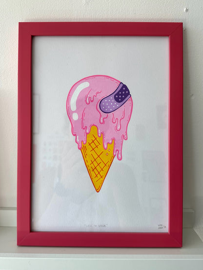 "Lick 'n Stick" // original (framed)