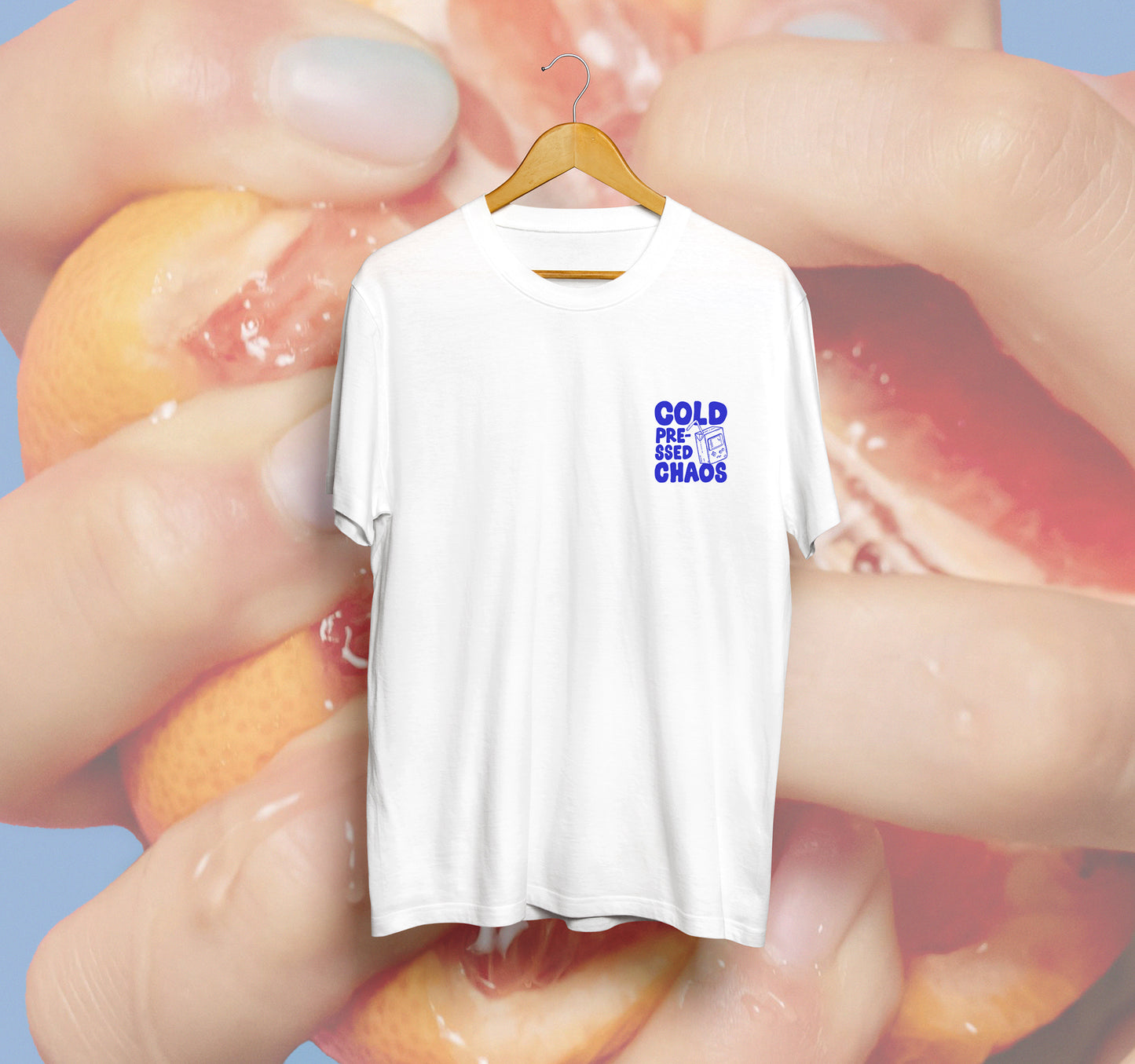 'COLD PRESSED CHAOS' // t-shirt in white