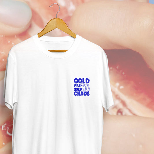 'COLD PRESSED CHAOS' // t-shirt in white