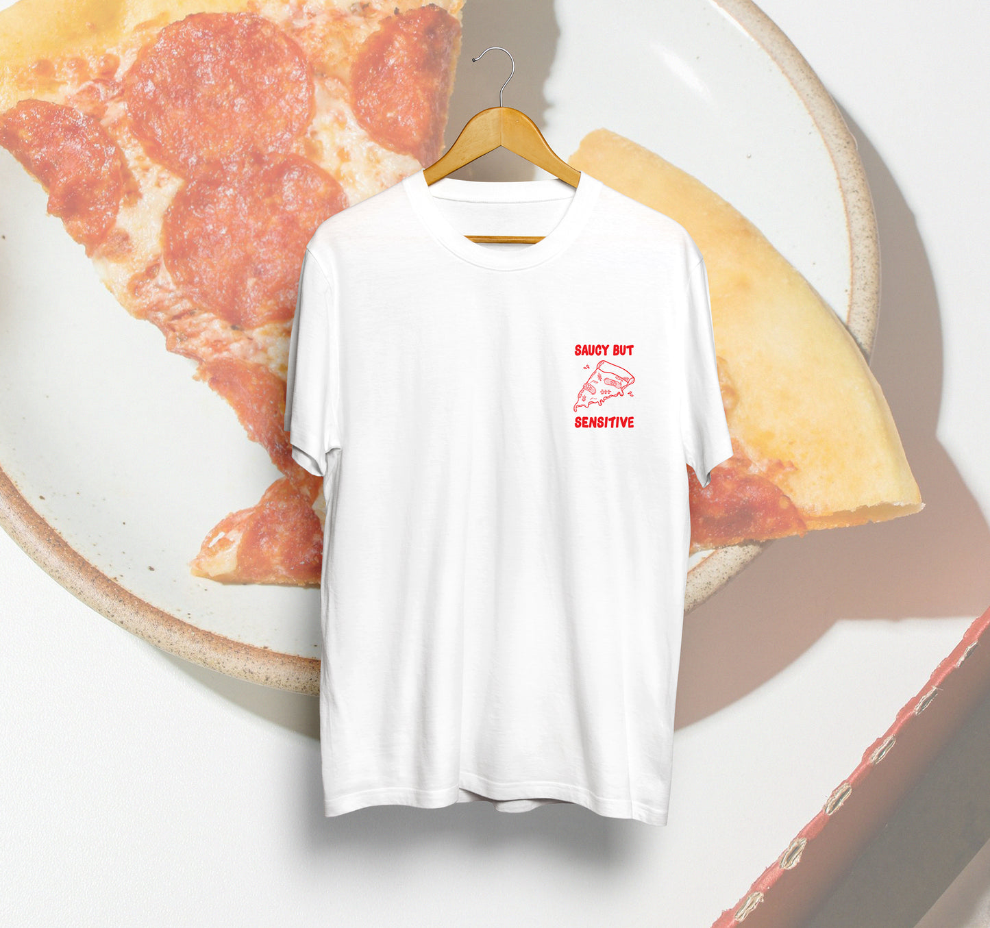 'SAUCY BUT SENSITIVE' // t-shirt in white