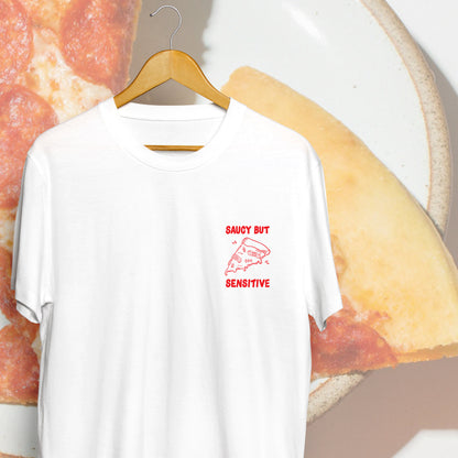 'SAUCY BUT SENSITIVE' // t-shirt in white