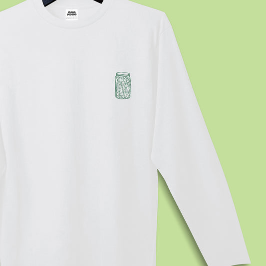 'GREEN PICKLES' // long sleeve in white