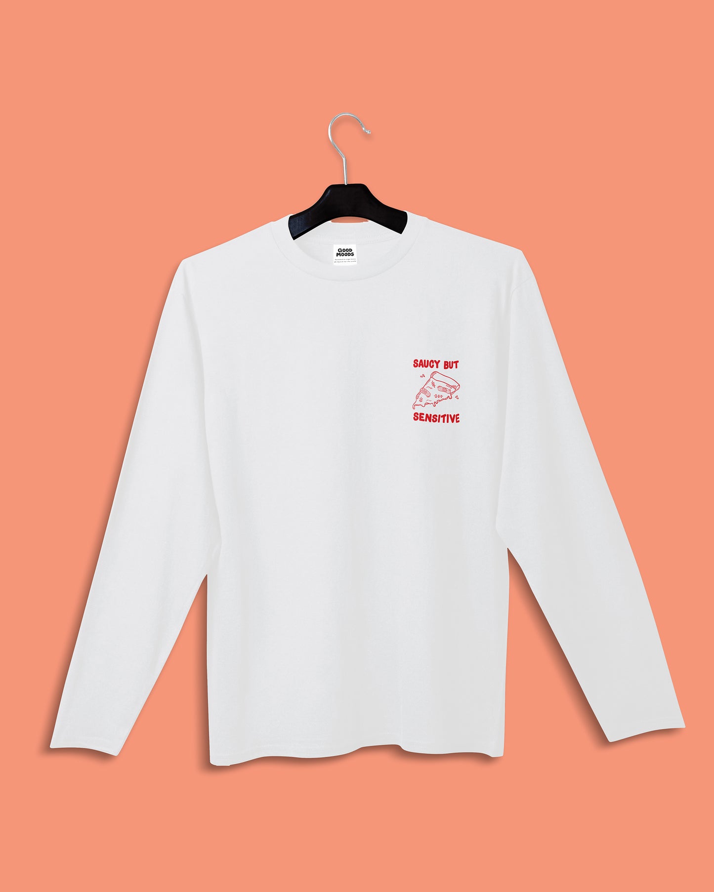 'SAUCY BUT SENSITIVE' // long sleeve in white