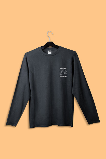 'SAUCY BUT SENSITIVE' // long sleeve in black