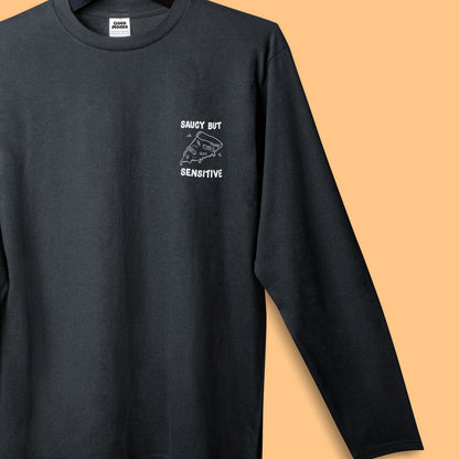 'SAUCY BUT SENSITIVE' // long sleeve in black