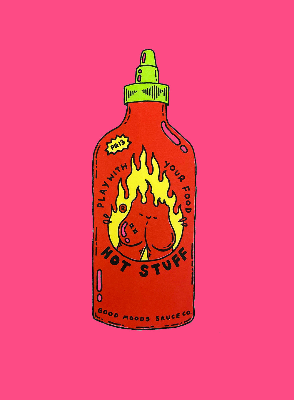 'hot stuff sauce' on colour // LIMITED EDITION A4 screen print