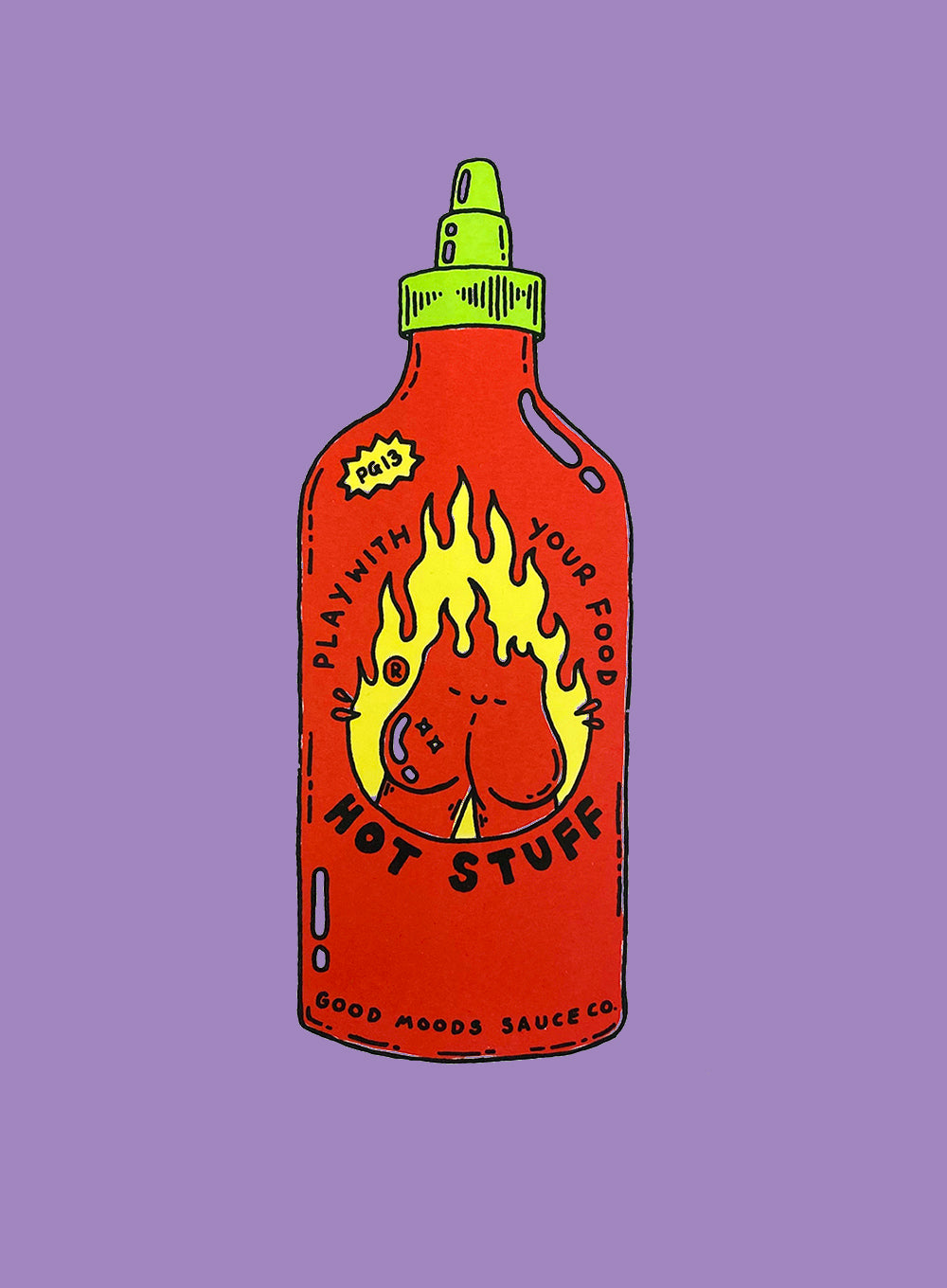 'hot stuff sauce' on colour // LIMITED EDITION A4 screen print