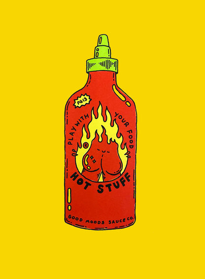 'hot stuff sauce' on colour // LIMITED EDITION A4 screen print